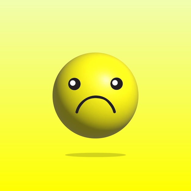 Emoticon triste cartoon 3d