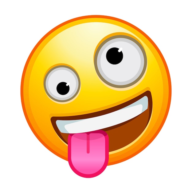 Emoticon van topkwaliteit Zany emoji Goofy emoticon met gekke ogen en tong uit Geel gezicht emoji Populair element