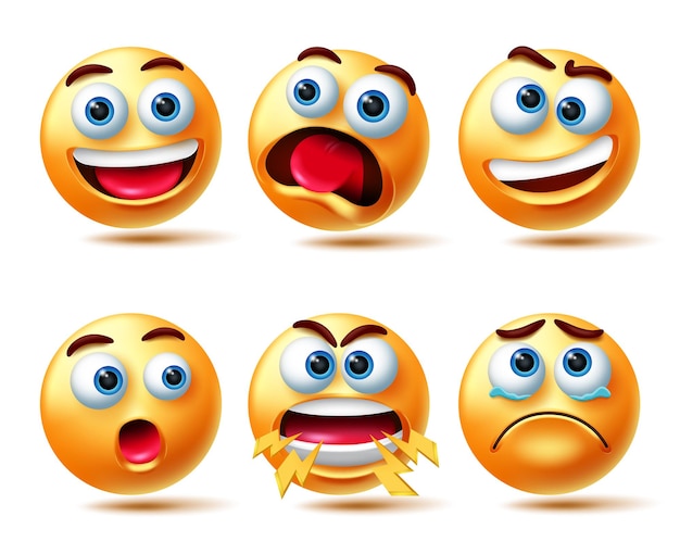 emoji faces expression funny smile happy angry mood sad set 4308310 Vector  Art at Vecteezy