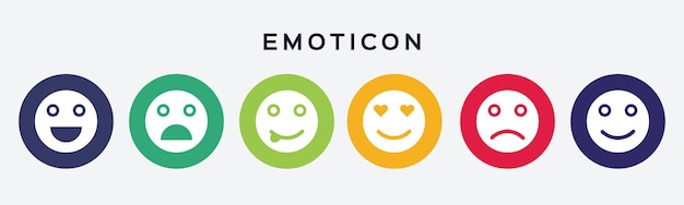 Emoticon vector set in flat design