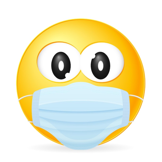 Vector emoticon wearing medical mask