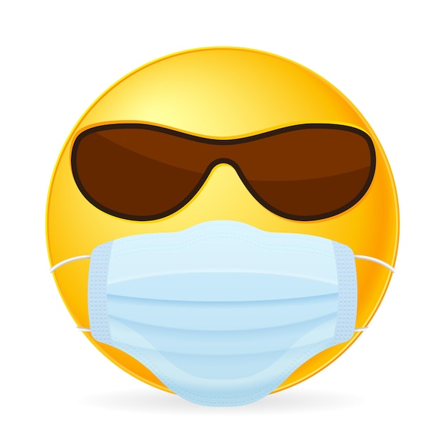 Vettore emoticon che indossa una maschera medica