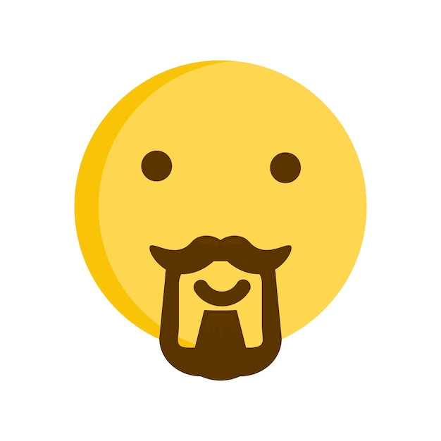 Vector emoticon with a medieval hipster beard cool emoji icon illustration