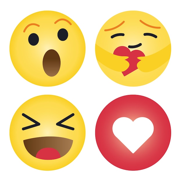 Vector emoticons de caritas y corazón