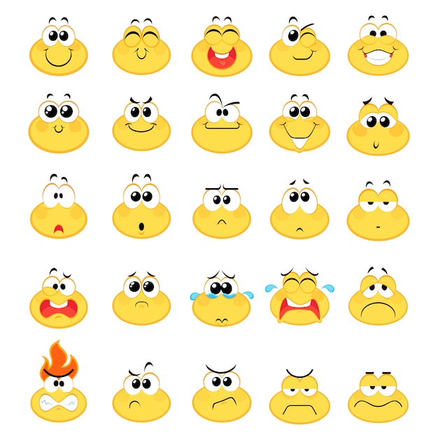 Vettore emoticon emoji icone di sorriso