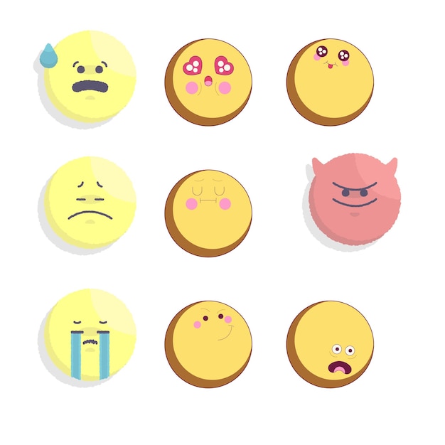 Emoticons grote collectie lijnkunst en vlakke kleuren