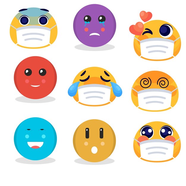 Emoticons grote collectie lijnkunst en vlakke kleuren