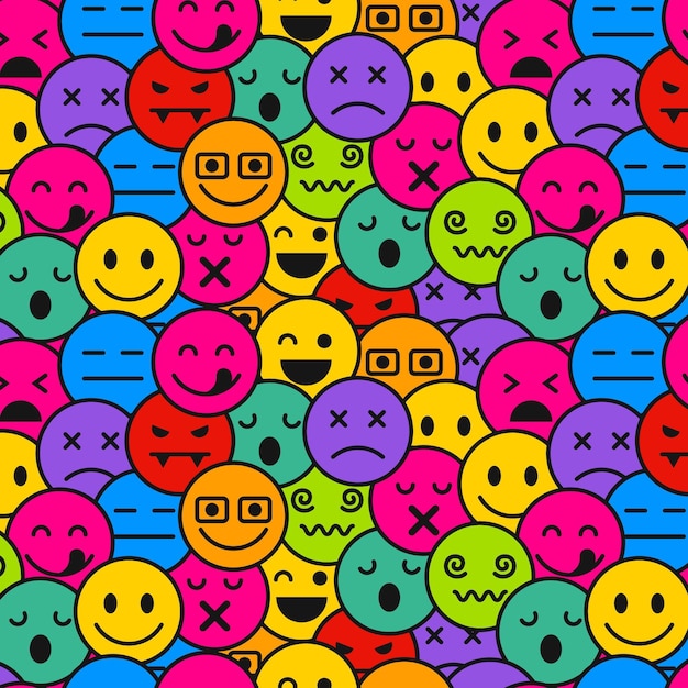 Emoticons seamless pattern template