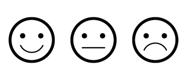 Emoticons set Happy Smile Sad Unhappy Faces Pictogram Line vector illustration