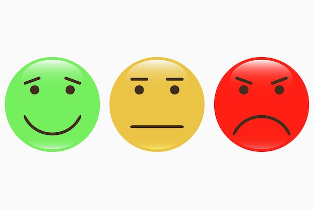 Emoticons Set van smileypictogrammen Feedback emoties gezicht Positief normaal negatief