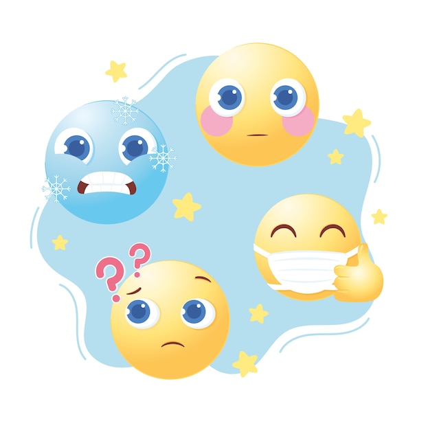 Emoticons social media chat comment reactions cartoon  illustration