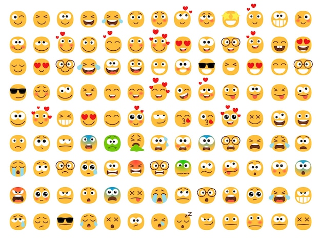 Vector emoticons yellow set.