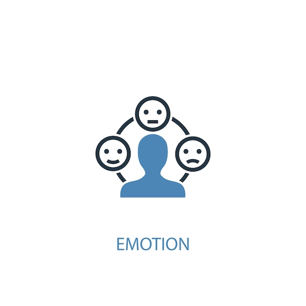 Emotie concept 2 gekleurd pictogram. eenvoudige blauwe elementenillustratie. emotie concept symbool ontwerp. kan worden gebruikt voor web- en mobiele ui/ux