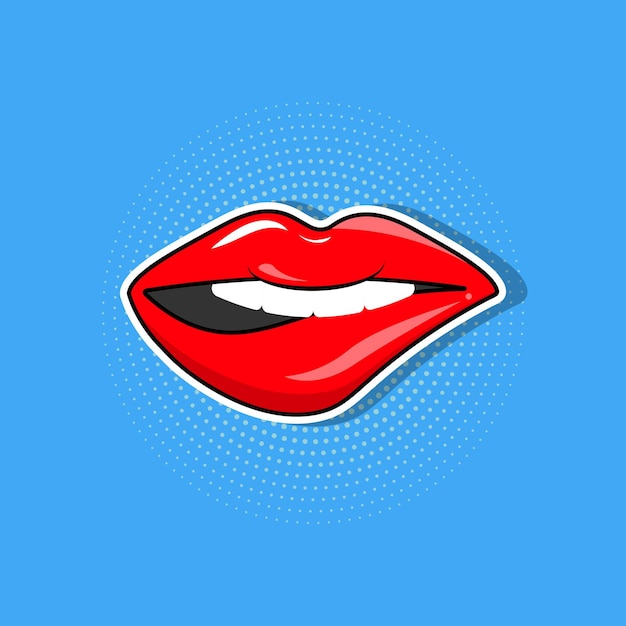 Emotie met lippen pop-art stijl stickers