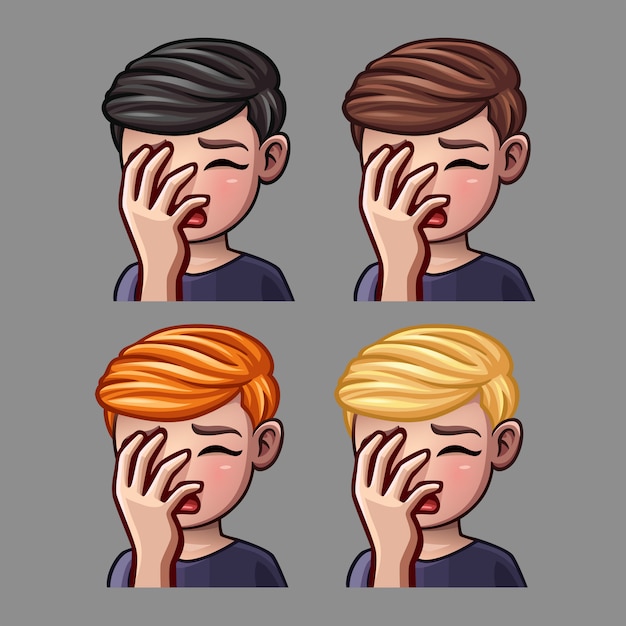 Emotie pictogrammen facepalm man voor sociale netwerken en stickers