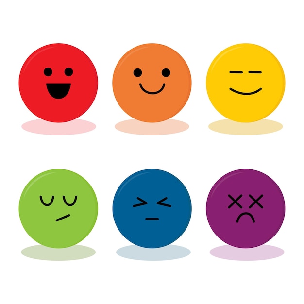 Emotieniveaus op de schaal van verschillende gezichten icoon. ontwerpelement voor feedback, beoordeling, beoordeling, productbeoordeling. stel emoji met verschillende emoties op een witte achtergrond. vector illustratie