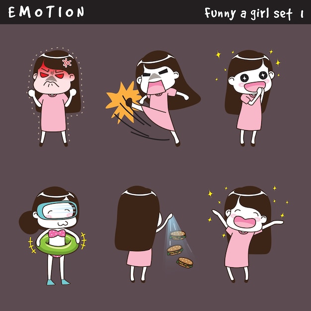 Emotion funny a girl set 1