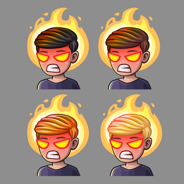 Emotion icons rage boy for social networks and stickers