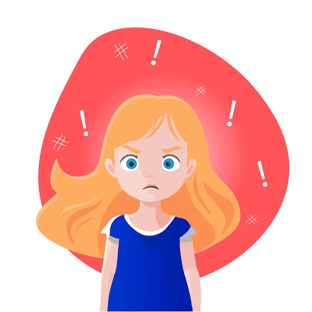 Vector emotion little girl angry vector