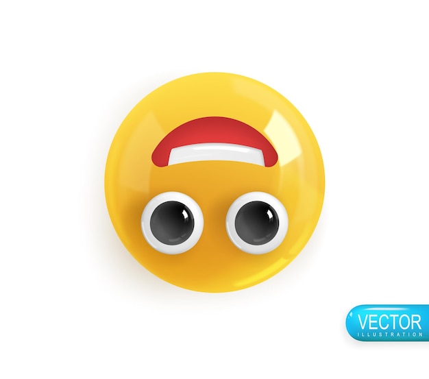 Vettore icona di rendering 3d realistico di emozione sorriso emoji emoticon lucide gialle di vettore