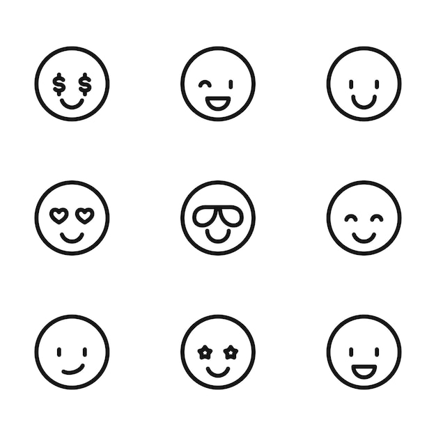 Emotion vector icons Simple illustration set of 9 Emotion elements editable icons can be used in logo UI and web design