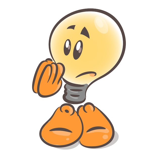 Vector emotional character cartoon lightbulb request on white background