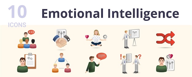 Emotional intelligence set creative icons public speaking