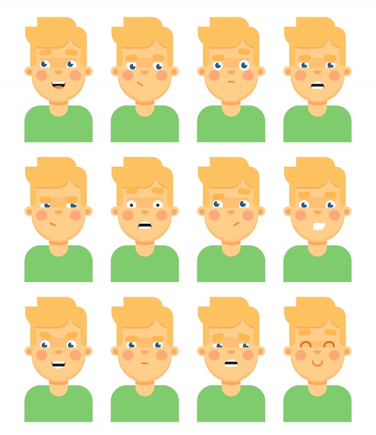 Vector emotional man collection