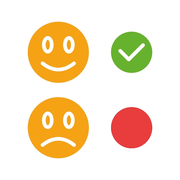 Vector emotional state line icon happy sad choice checkmark feedback emoji vector colored icon on a white background for business