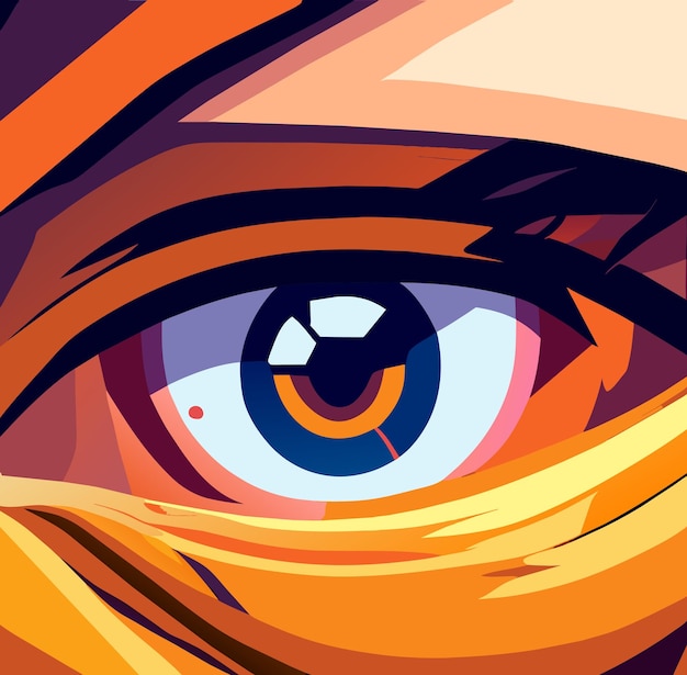 Vector emotive gaze extreme closeup of character's eye