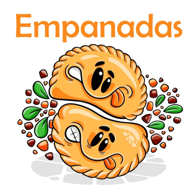 Empanadas Grappige stripfiguur Vector geïsoleerde achtergrond