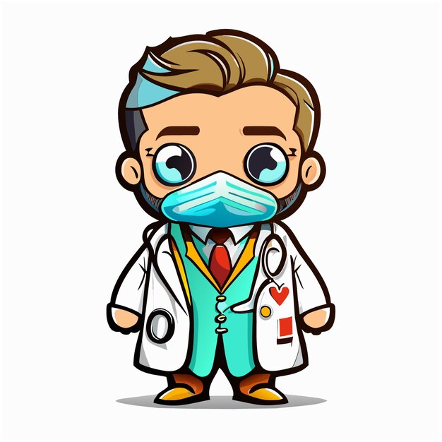 Vector empathetic full body doctor mascot artwork for medical branding