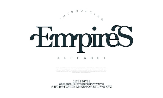 Empires premium luxe elegante alfabetletters en cijfers Elegante bruilofttypografie klassieke serif