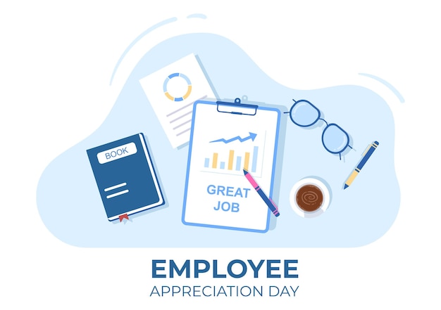 Employee appreciation day cartoon illustration to give thanks or recognition for their employees