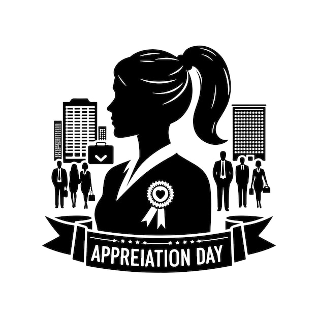 Employee appreciation day silhouette vector