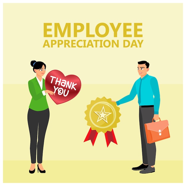 employee appreciation giving thanks and awards to the best employees employee appreciation day concept flat vector illustration
