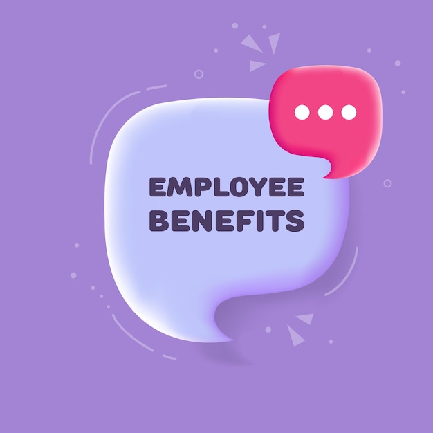 Employee benefits speech bubble with employee benefits text 3d illustration pop art style vector line icon for business and advertising