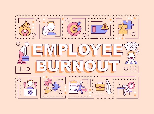 Employee burnout word concepts peachy banner