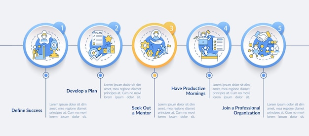 Modello di infografica vettoriale per lo sviluppo della carriera dei dipendenti