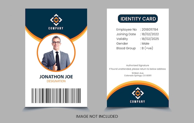 Employee id card design template