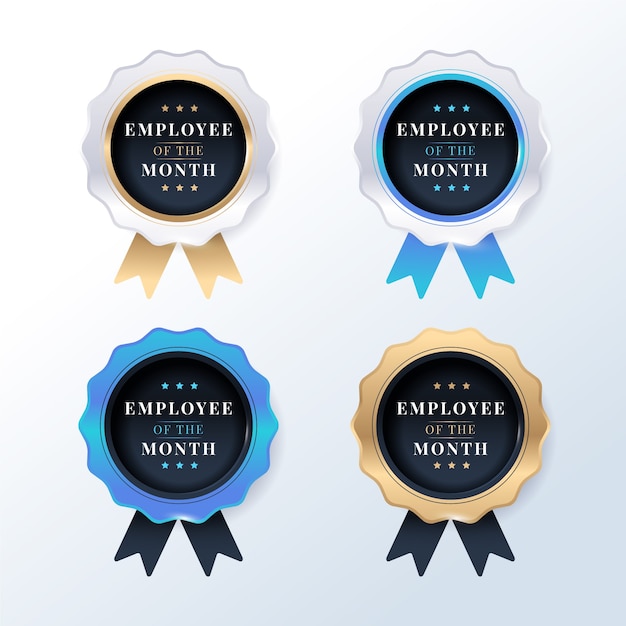 Employee of the month business gradient badge collection