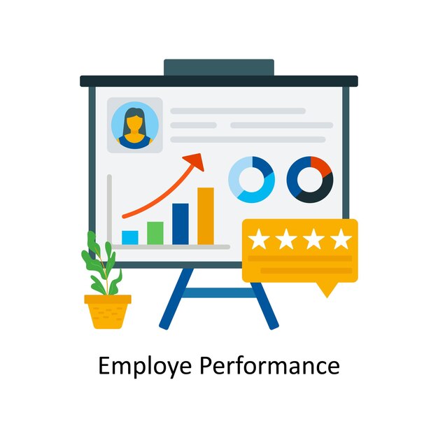 Vector employee performance concept flat icon style illustration