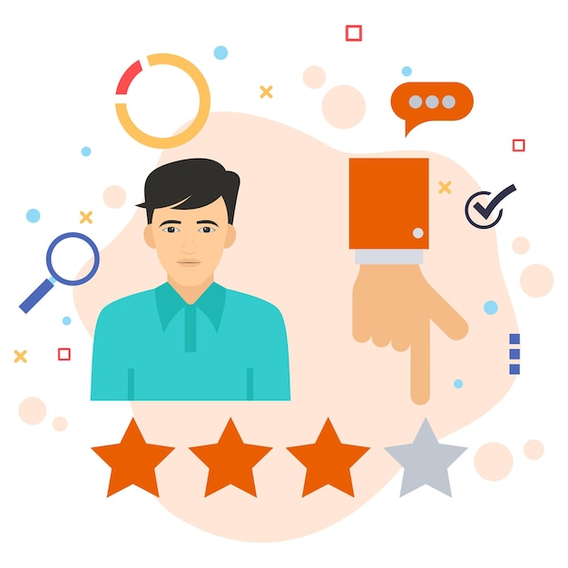 employee performance review and rating concept, hrm symbol, business character stock illustration