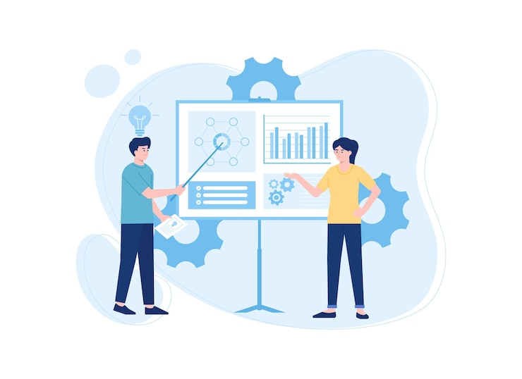 Vector employee presentation trending concept flat illustration
