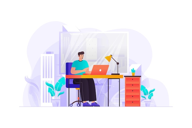 Employee working in office illustration