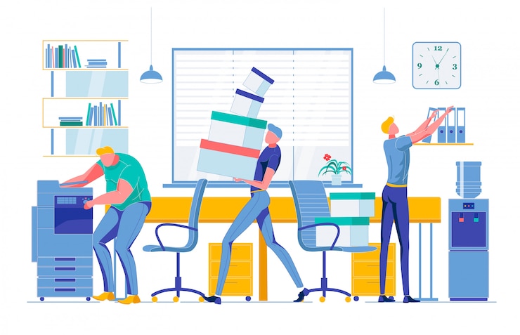 Vector employees doing different tasks workflow process