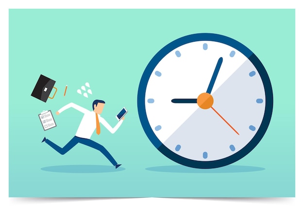 Employees rush because they are late for work vector illustration design