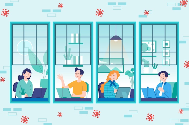 Vector employees working from home concept