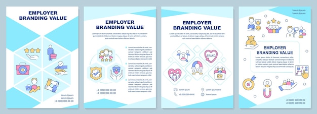 Vector employer branding waarde blauwe brochure sjabloon