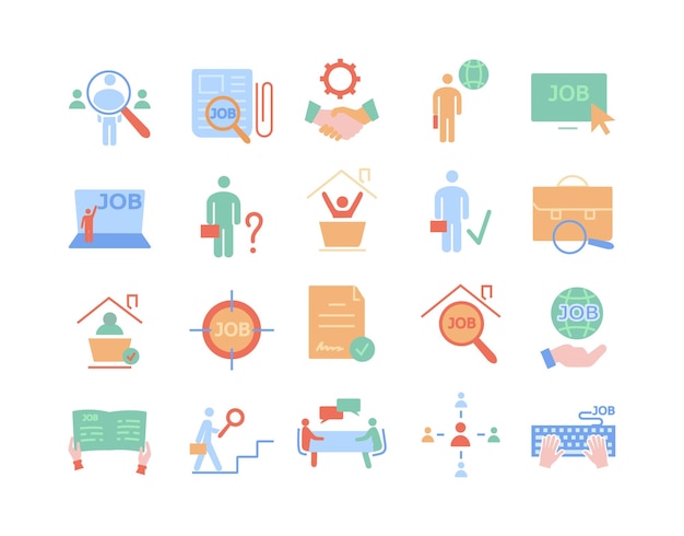 Vector employment colored icons set